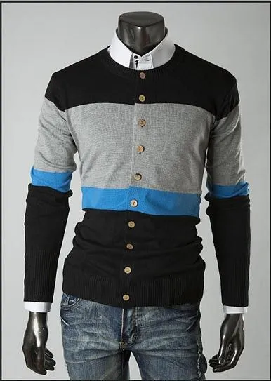 Men's 3 Tone Button Up Sweater