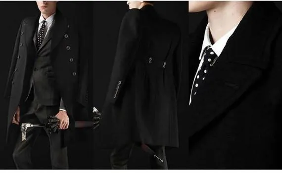 Men's Button Up Business Fashion Dress Wool Coat
