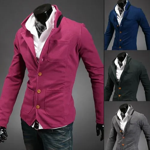 Men's Button Up High Collar Sweater
