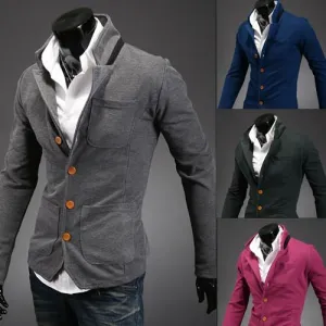 Men's Button Up High Collar Sweater