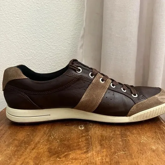 Men's Ecco Biom Hybrid Street Premier Brown Leather Suede Golf Shoes Size US 10