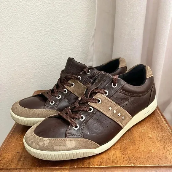 Men's Ecco Biom Hybrid Street Premier Brown Leather Suede Golf Shoes Size US 10