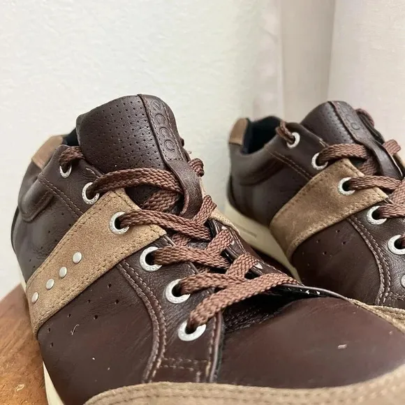 Men's Ecco Biom Hybrid Street Premier Brown Leather Suede Golf Shoes Size US 10