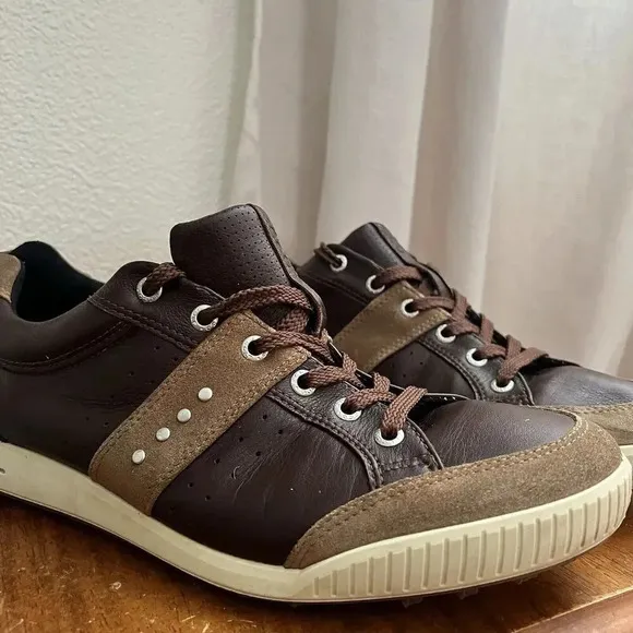 Men's Ecco Biom Hybrid Street Premier Brown Leather Suede Golf Shoes Size US 10