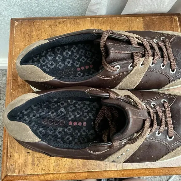 Men's Ecco Biom Hybrid Street Premier Brown Leather Suede Golf Shoes Size US 10