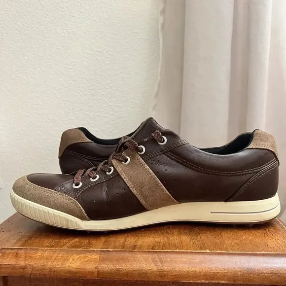 Men's Ecco Biom Hybrid Street Premier Brown Leather Suede Golf Shoes Size US 10