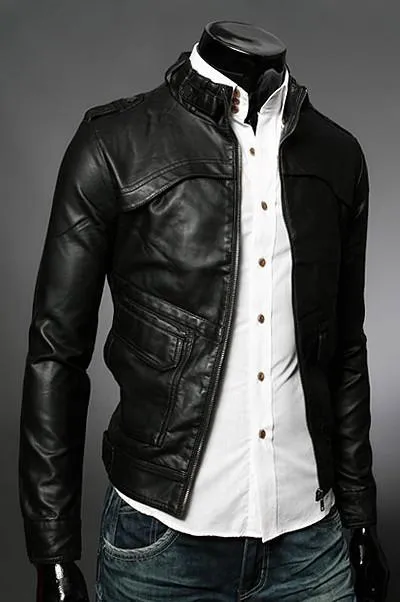 Men's Faux Leather Fashion Zipper Rider Jacket