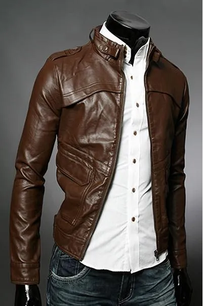 Men's Faux Leather Fashion Zipper Rider Jacket