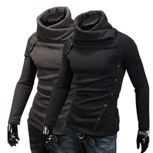 Men's Full Button Up Turtle Neck Sweater