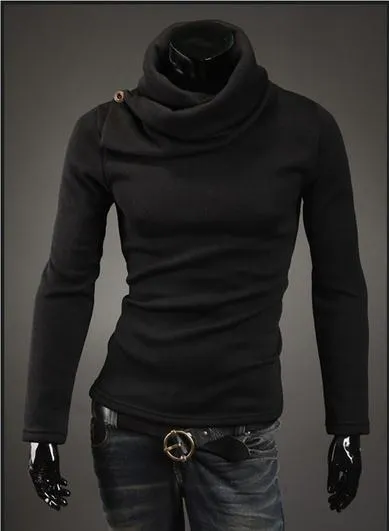 Men's High Collar Button Sweater