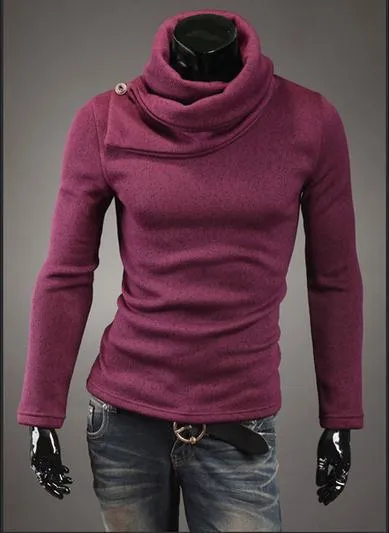 Men's High Collar Button Sweater