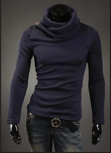 Men's High Collar Button Sweater