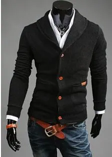 Men's Leather Patchwork Cardigan