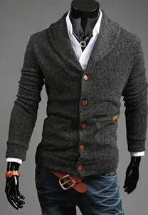 Men's Leather Patchwork Cardigan