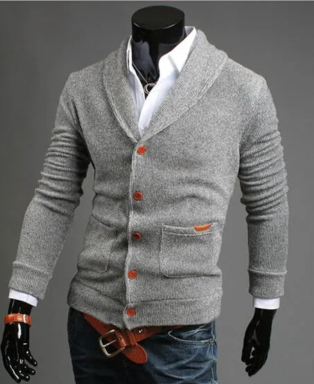 Men's Leather Patchwork Cardigan