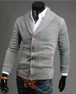 Men's Leather Patchwork Cardigan