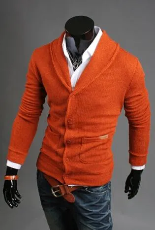 Men's Leather Patchwork Cardigan