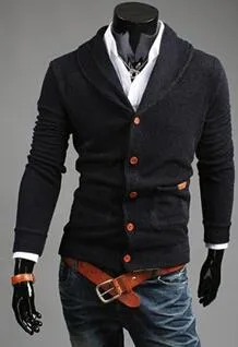 Men's Leather Patchwork Cardigan