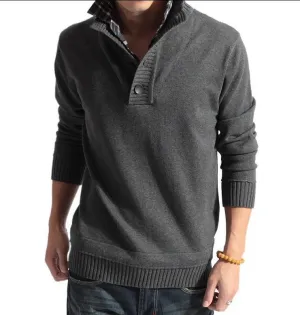 Men's Stand Collar Faux Sweater