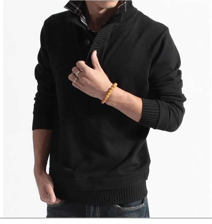 Men's Stand Collar Faux Sweater
