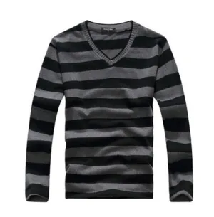 Men's Striped V Neck Sweater