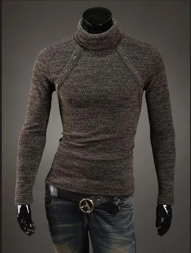 Men's Turtleneck Chest Button Sweater
