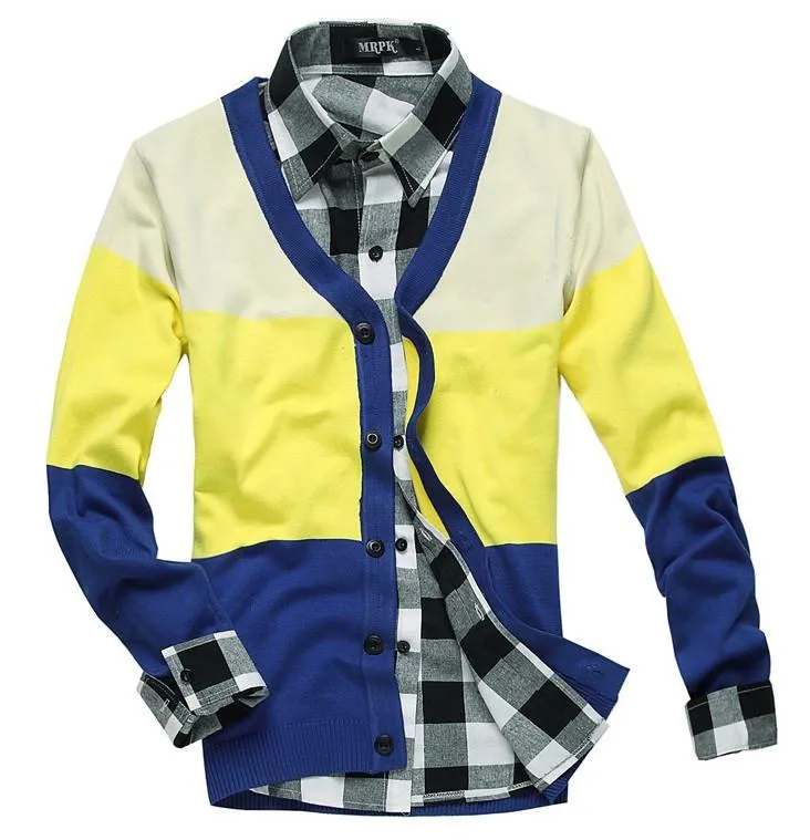 Men's V-Neck Multi Colored Cardigan