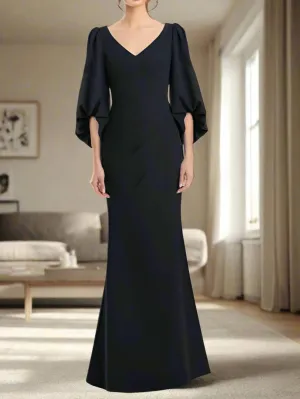 Mermaid V-Neck 3/4 Sleeves Mother of The Bride Dresses