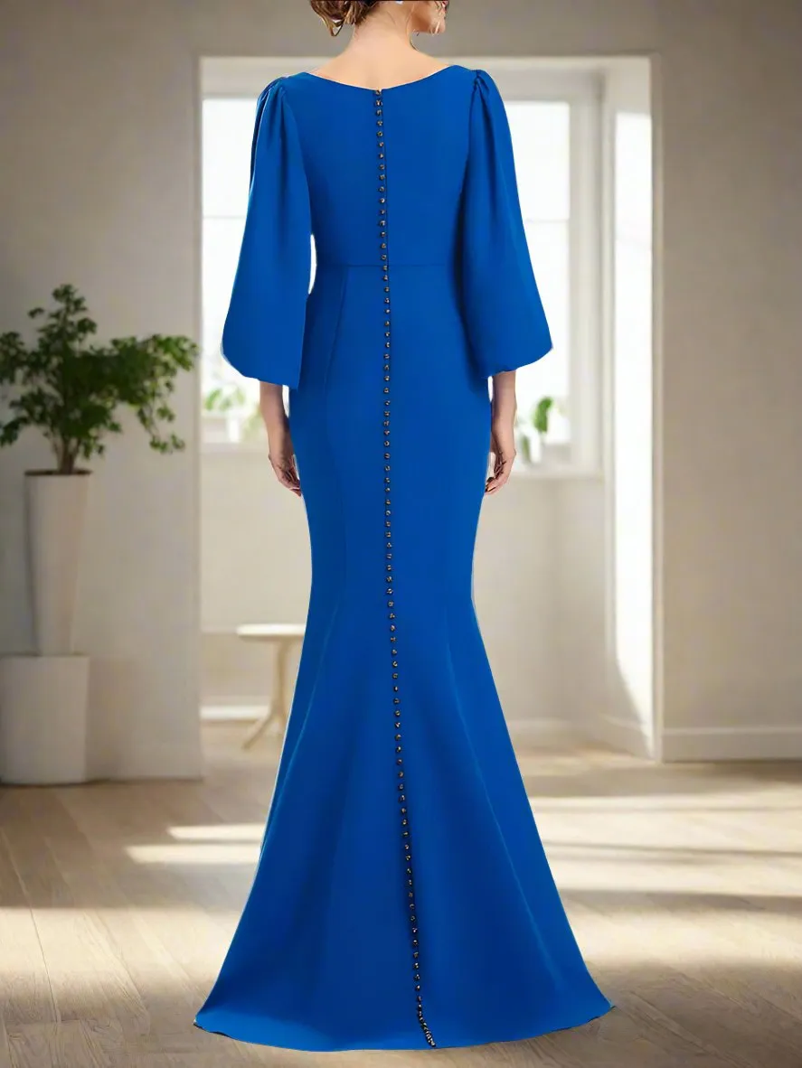 Mermaid V-Neck 3/4 Sleeves Mother of The Bride Dresses