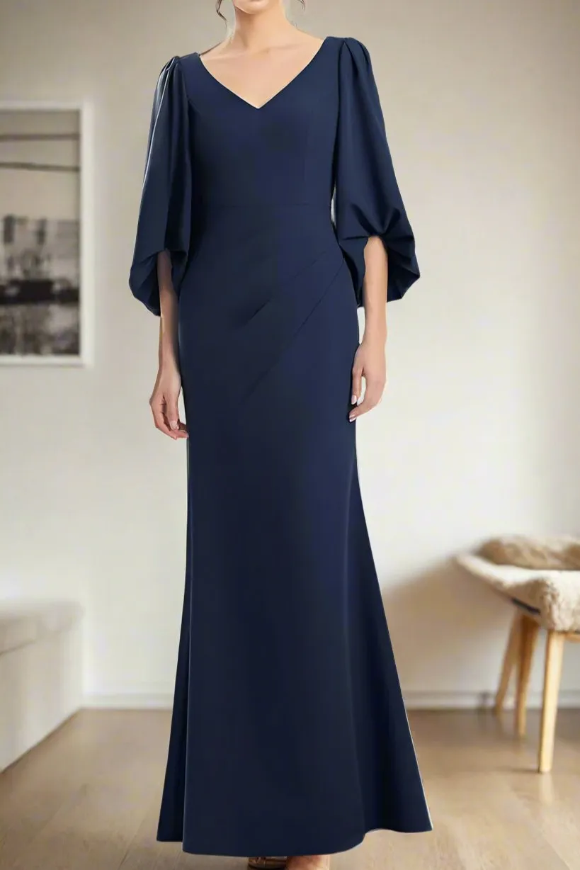 Mermaid V-Neck 3/4 Sleeves Mother of The Bride Dresses