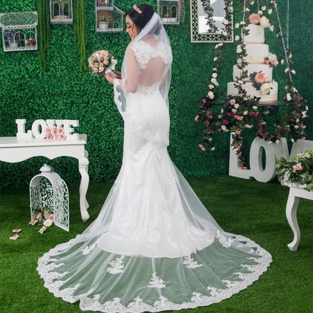 Mermaid Wedding Dresses For Bride Long Lace Open Back Bridal Gowns