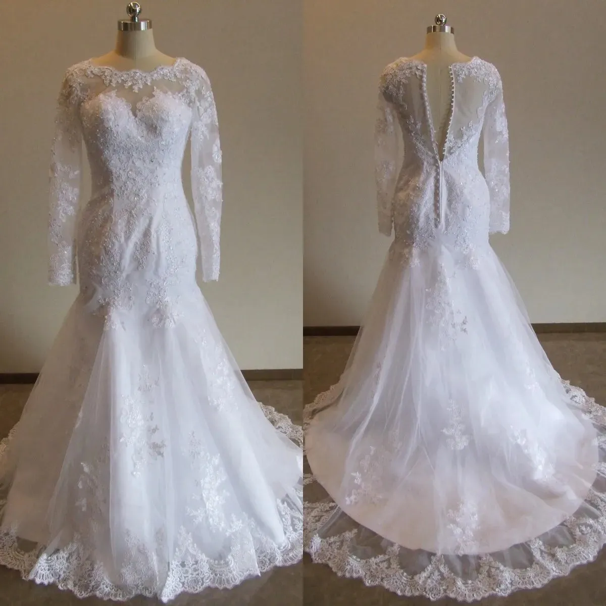 Mermaid Wedding Dresses Lace Appliques Robe De Mariée Wedding Bride Gowns