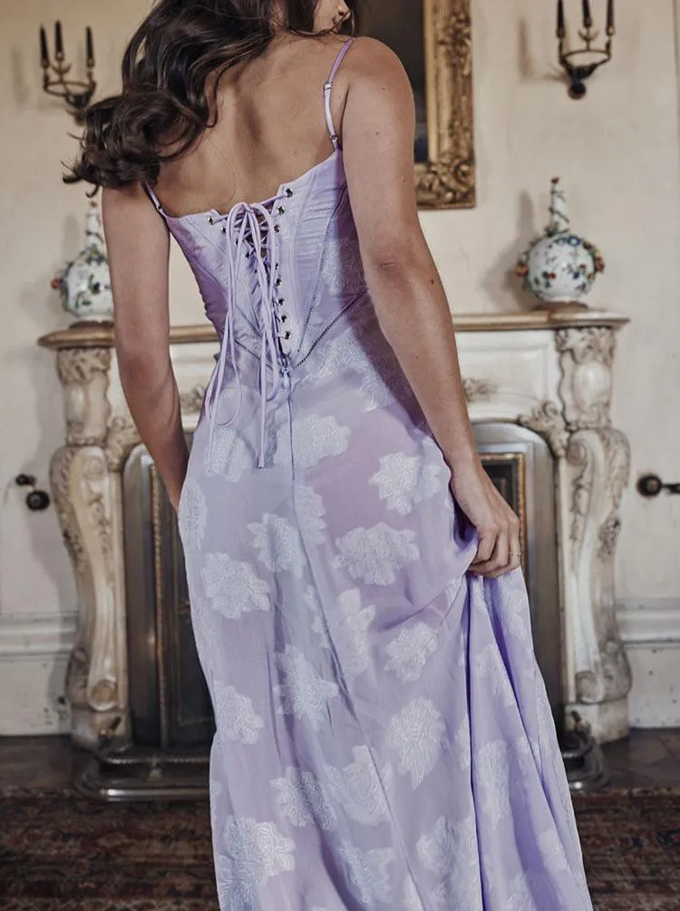 Mesh Maxi Dress with Floral Print