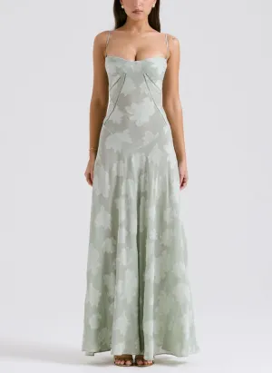 Mesh Maxi Dress with Floral Print