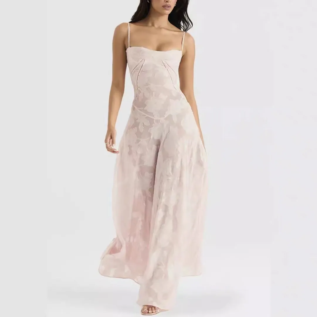 Mesh Maxi Dress with Floral Print
