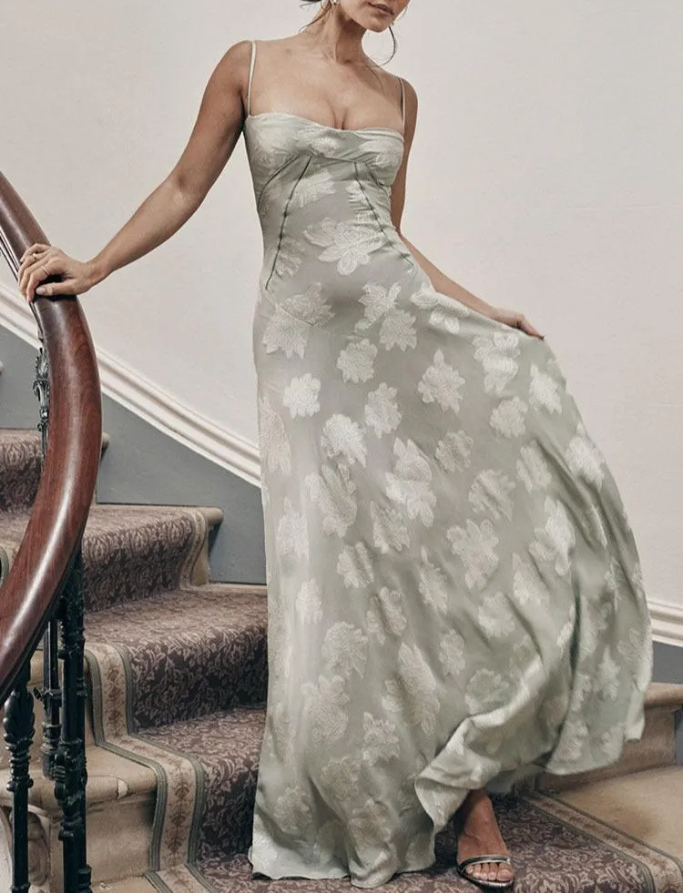 Mesh Maxi Dress with Floral Print