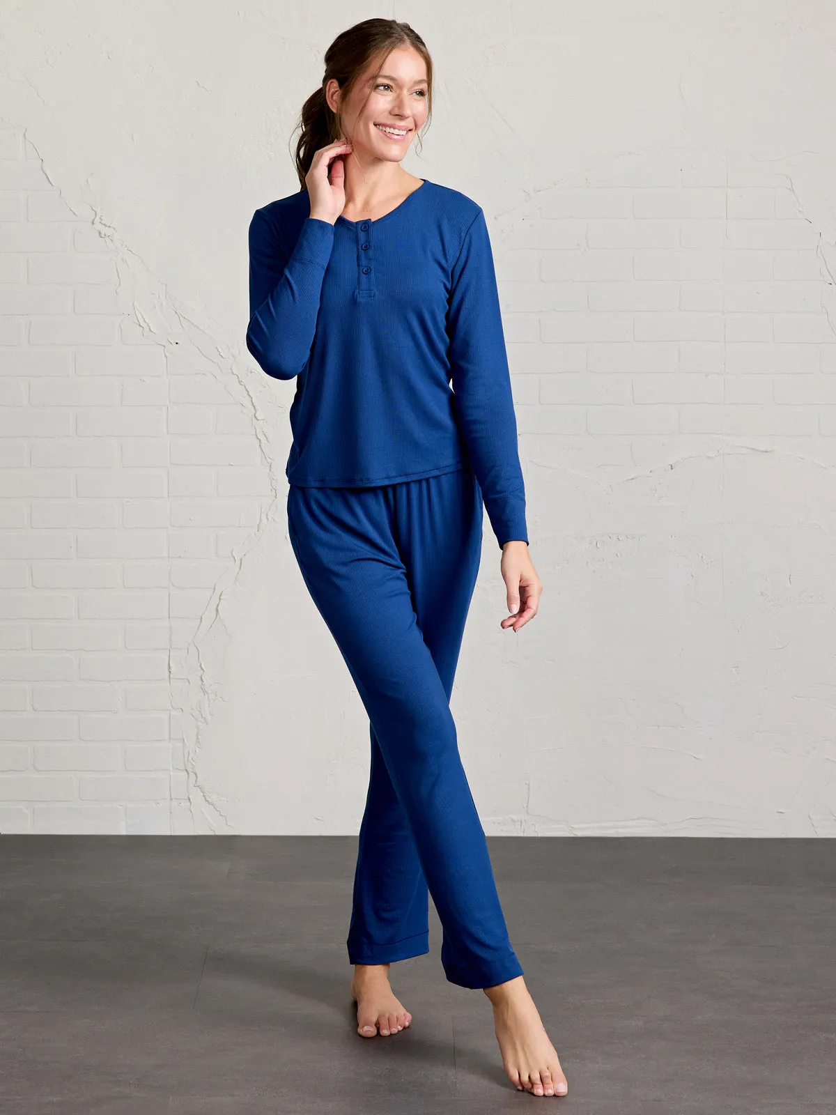 MicroLuxe Rib Sleep Long Sleeve Henley