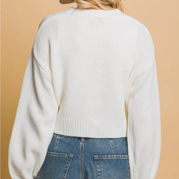 Mid Cropped Flower Cardigan
