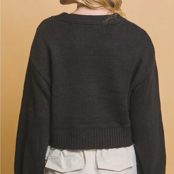 Mid Cropped Flower Cardigan