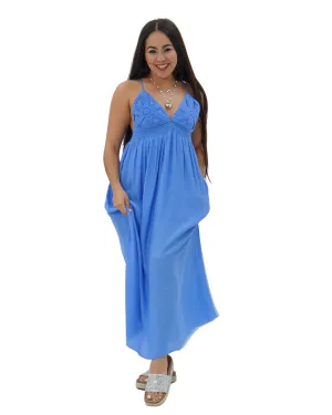 MIDI FLOWER DRESS BLUE