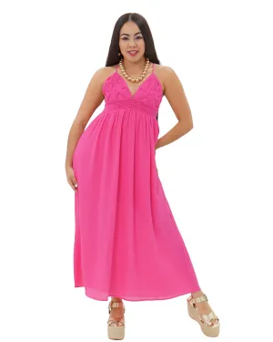 MIDI FLOWER DRESS FUCHSIA