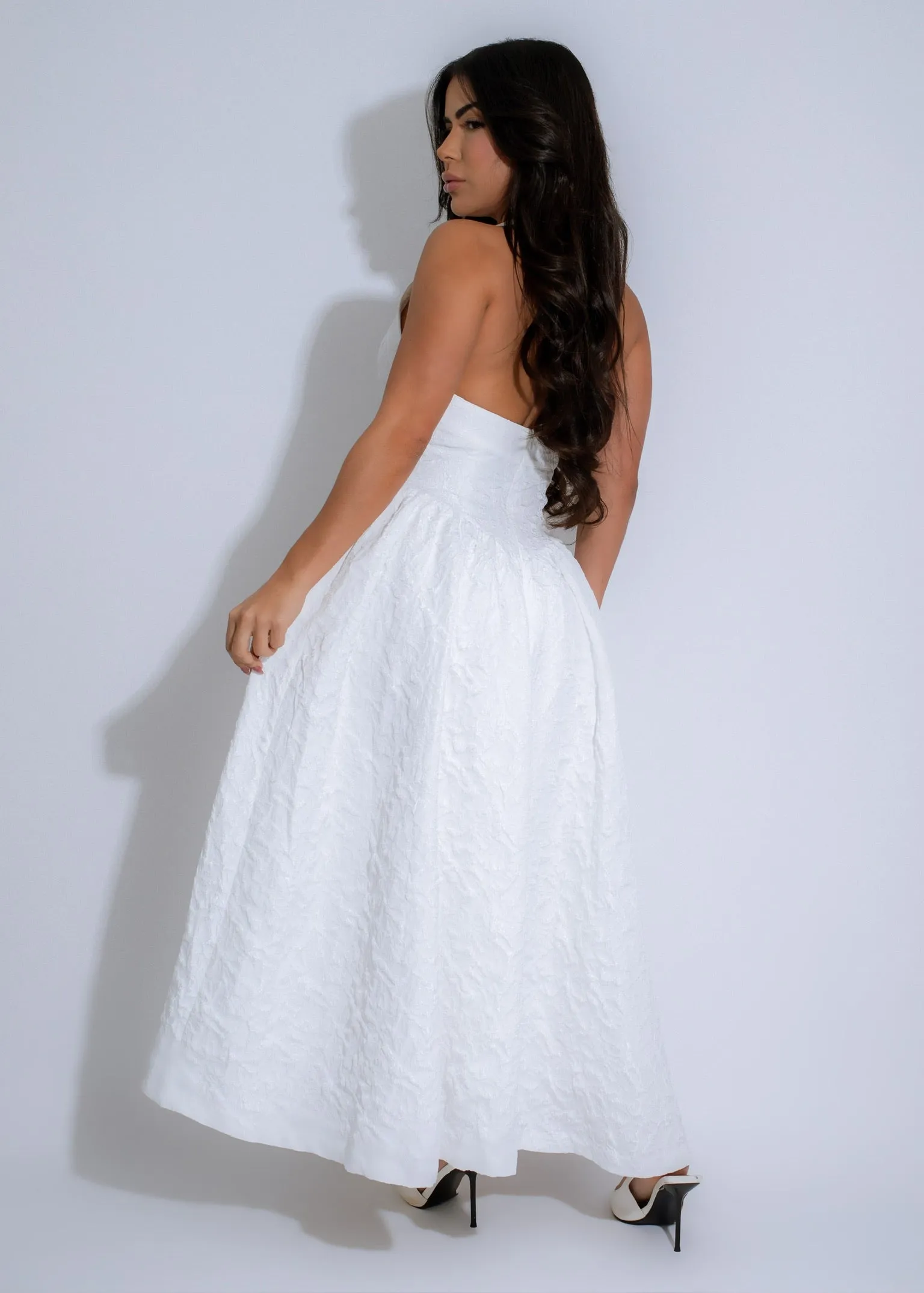 Midnight Bloom Floral Midi Dress White