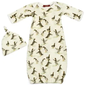 Milkbarn Organic NB Gown & Hat Duck