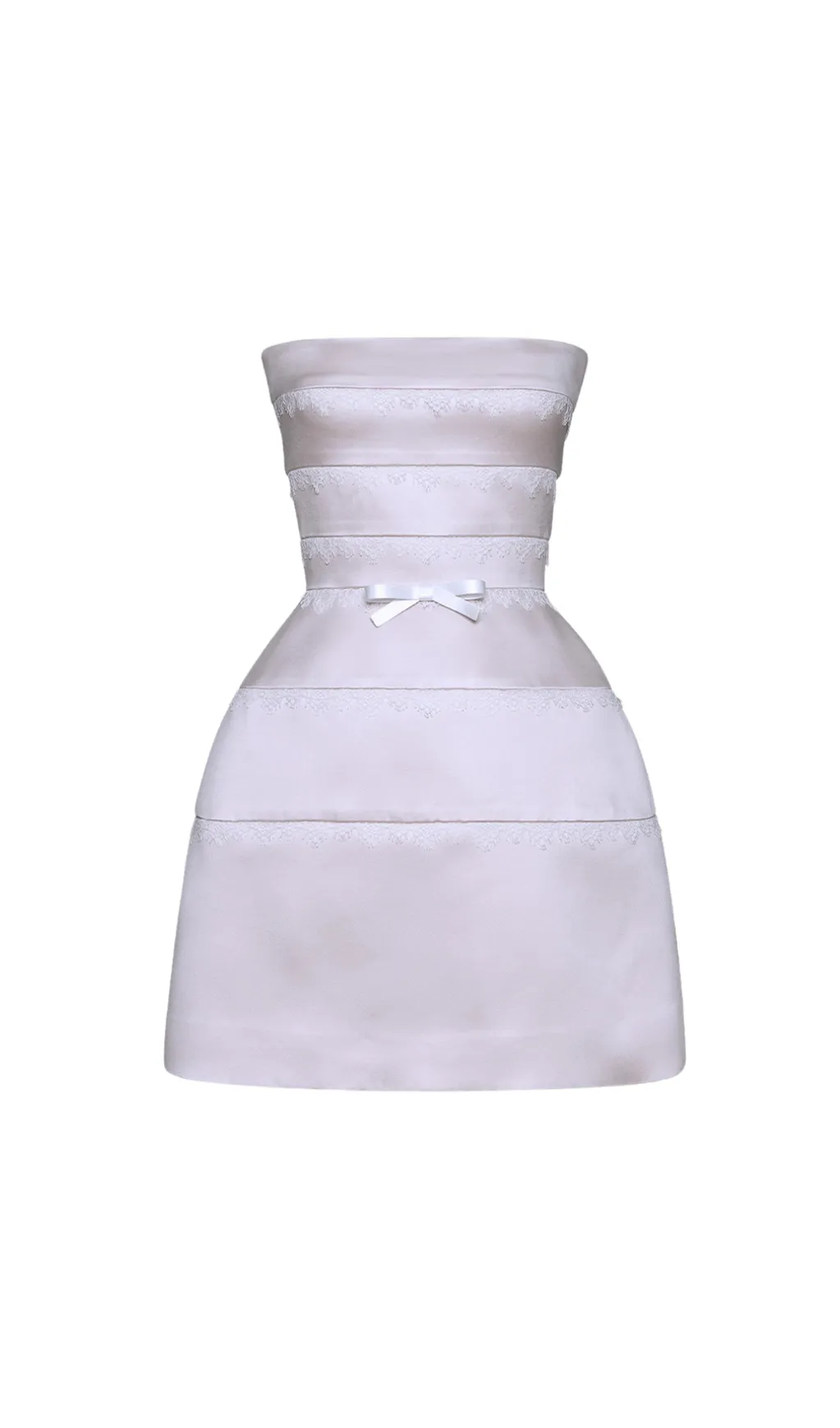 MINI DRESS WITH OFF-WHITE LACE TRIMMING DETAIL IN PINK