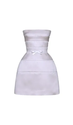 MINI DRESS WITH OFF-WHITE LACE TRIMMING DETAIL IN PINK