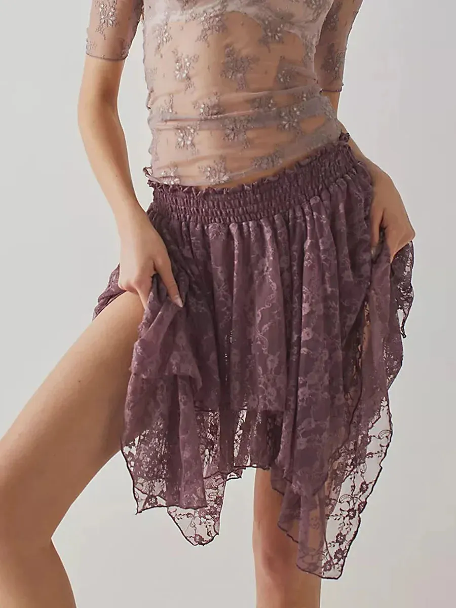 Mini Hem Lace Floral Daily Summer Skirt
