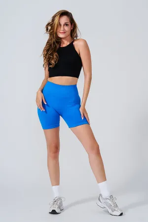 MIX AND MATCH IMPACT BLUE SPORT SEAMLESS HIGH WAIST SHORTS