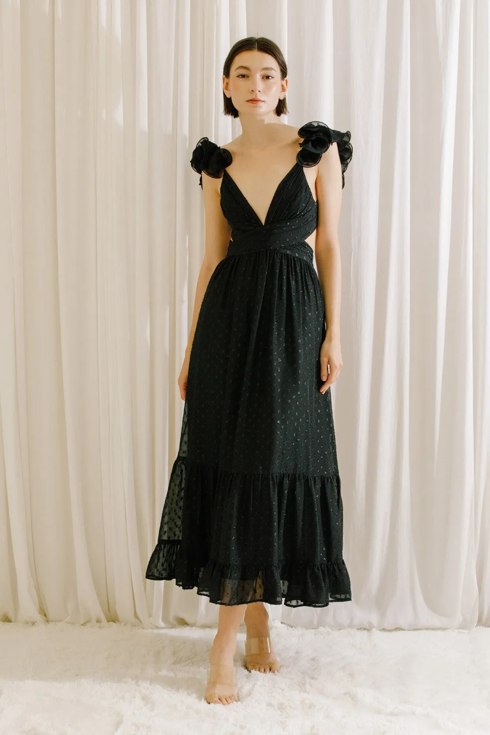 Monochromatic Polka Romantic Maxi Dress