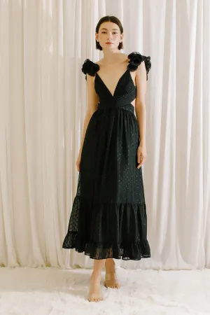 Monochromatic Polka Romantic Maxi Dress