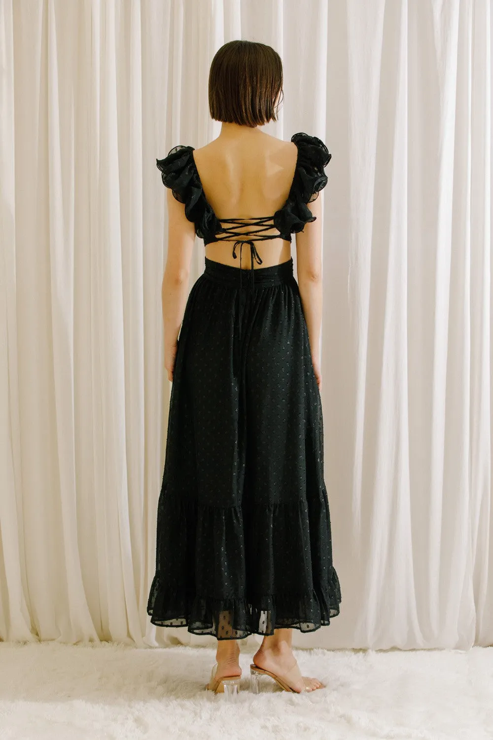 Monochromatic Polka Romantic Maxi Dress